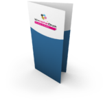 Faltblatt, gefalzt auf DIN lang (9,9 cm x 21,0 cm), vertikaler Mittelfalz, 4-seitig