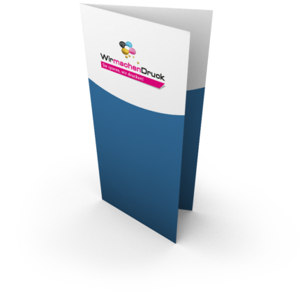Faltblatt, gefalzt auf DIN lang (9,9 cm x 21,0 cm), vertikaler Mittelfalz, 4-seitig