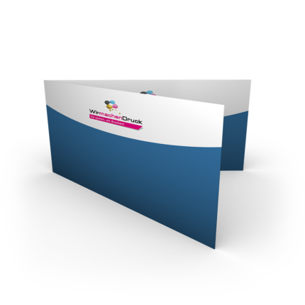 Faltblatt, gefalzt auf DIN lang quer (21,0 cm x 10,5 cm), vertikaler Mittelfalz, 4-seitig