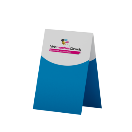 Faltblatt, gefalzt auf MAXI-Format quer (12,5 cm x 23,5 cm), horizontaler Mittelfalz, 4-seitig